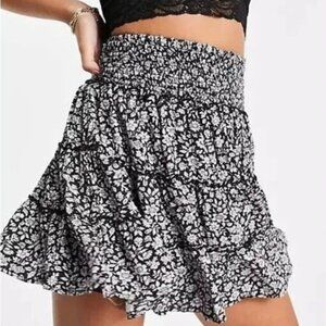 American Eagle Floral Tiered Smocked Mini Skirt